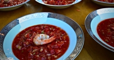 Gazpacho with Grilled Shrimp